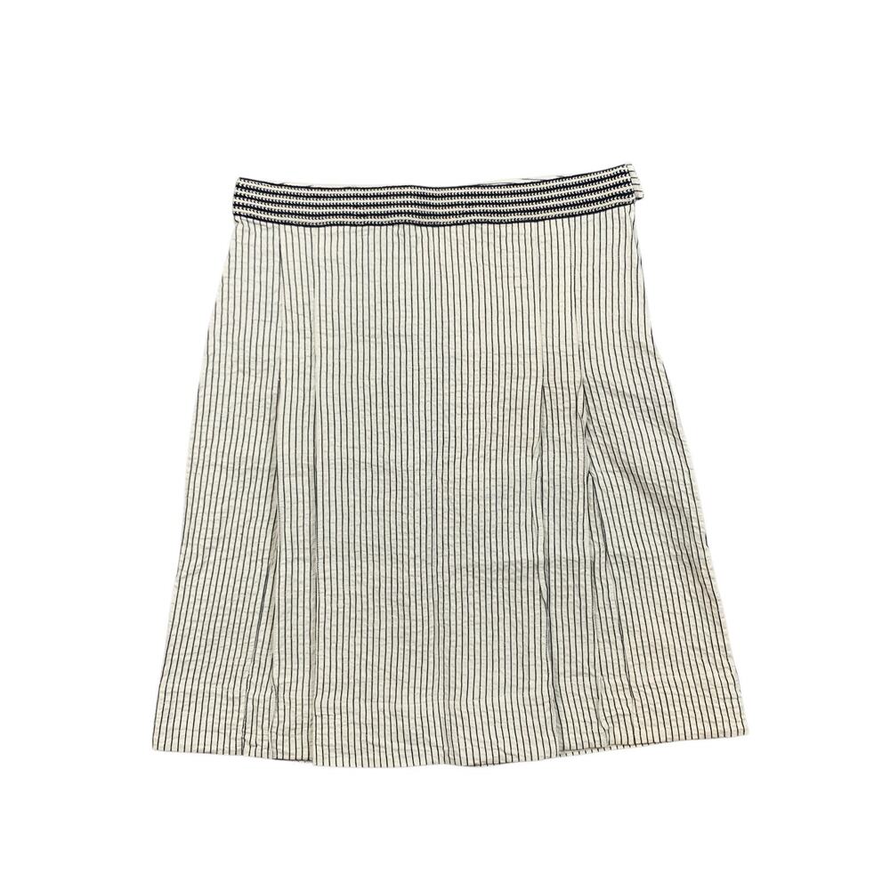 St John Sport Skirt Womens 10 Seersucker Pleated Striped Linen Blend A Line